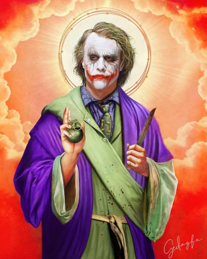 Saint Keanu and other celebrities in the image of saints