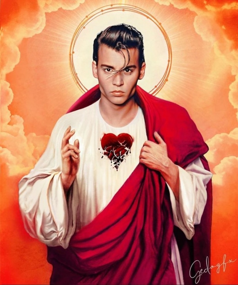 Saint Keanu and other celebrities in the image of saints