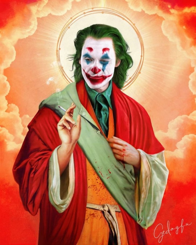 Saint Keanu and other celebrities in the image of saints
