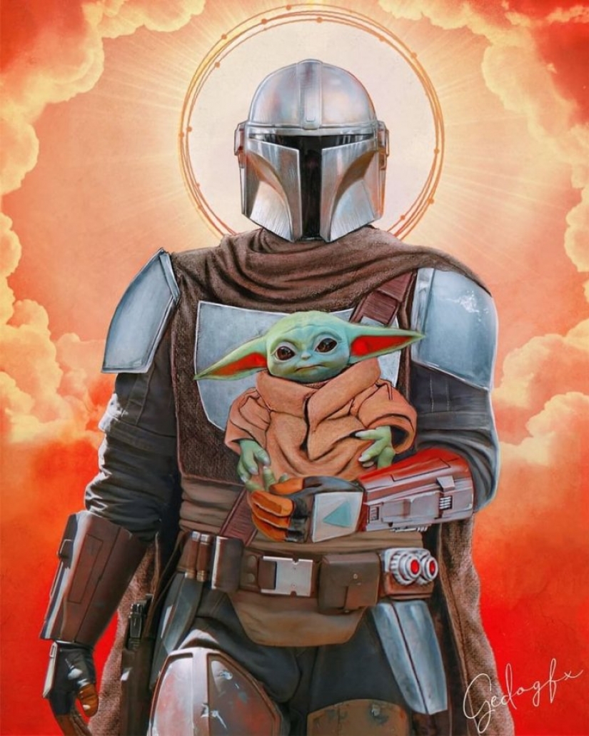 Saint Keanu and other celebrities in the image of saints