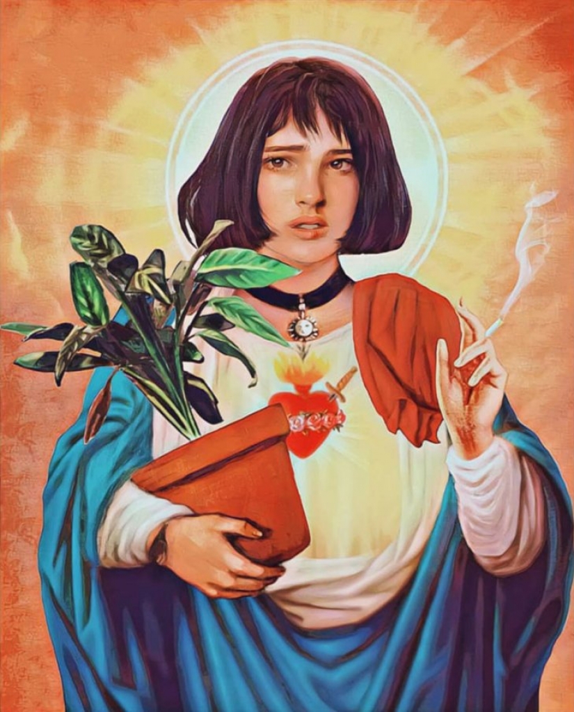Saint Keanu and other celebrities in the image of saints