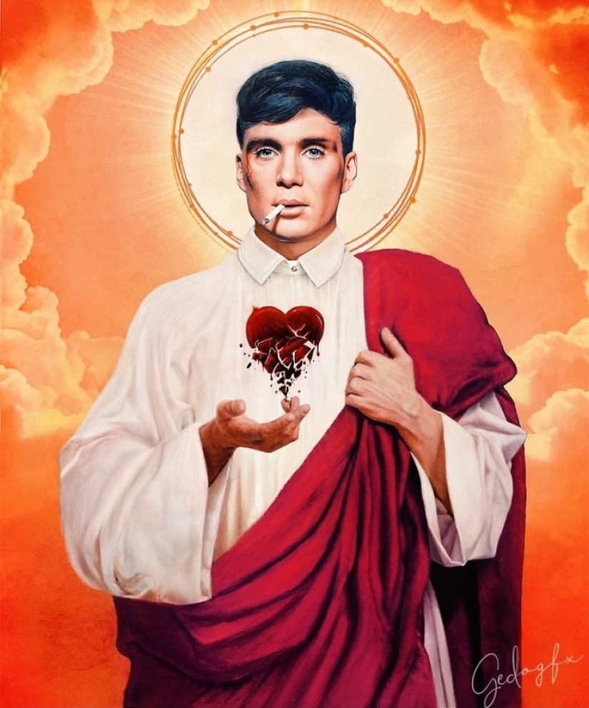 Saint Keanu and other celebrities in the image of saints