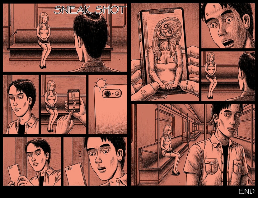 Scary comics with creepy endings from a Taiwanese artist