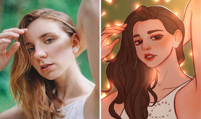 "¡Soy un artista, lo veo de esa manera!": 16 ilustradores talentosos redibujan retratos de niñas "¡Soy un artista, lo veo de esa manera!": 16 ilustradores talentosos redibujan retratos de niñas