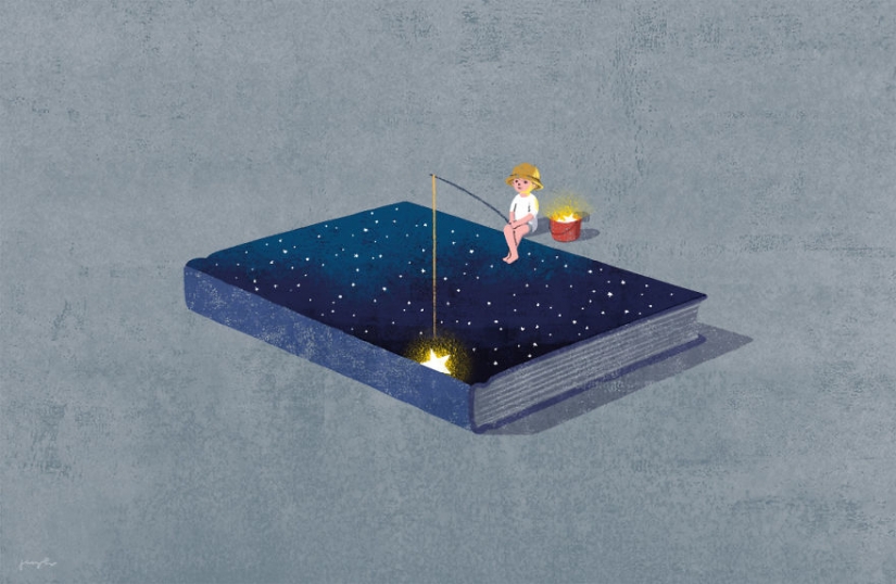 Surreal illustrations for book lovers