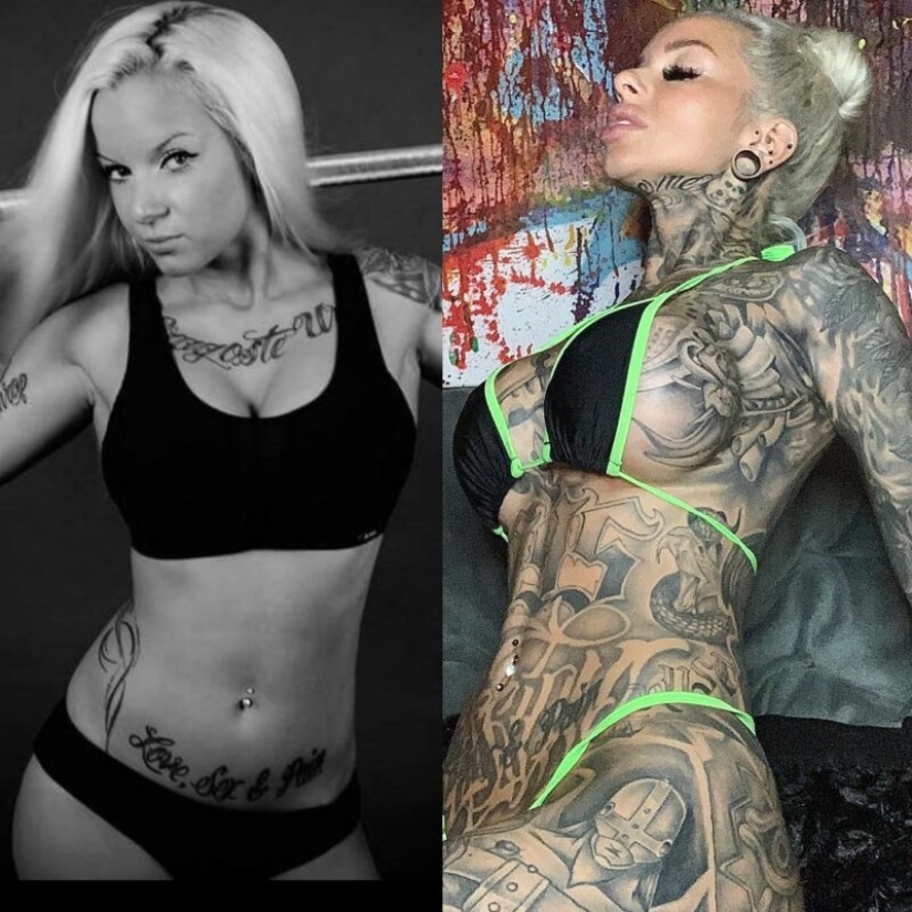 Tattooed from head to toe, the model showed herself to the transformation
