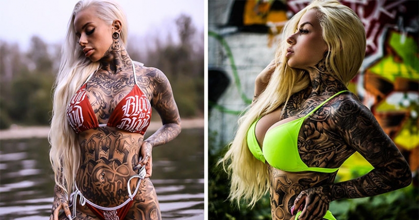 Tatuada de pies a cabeza, la modelo se mostró a la transformación