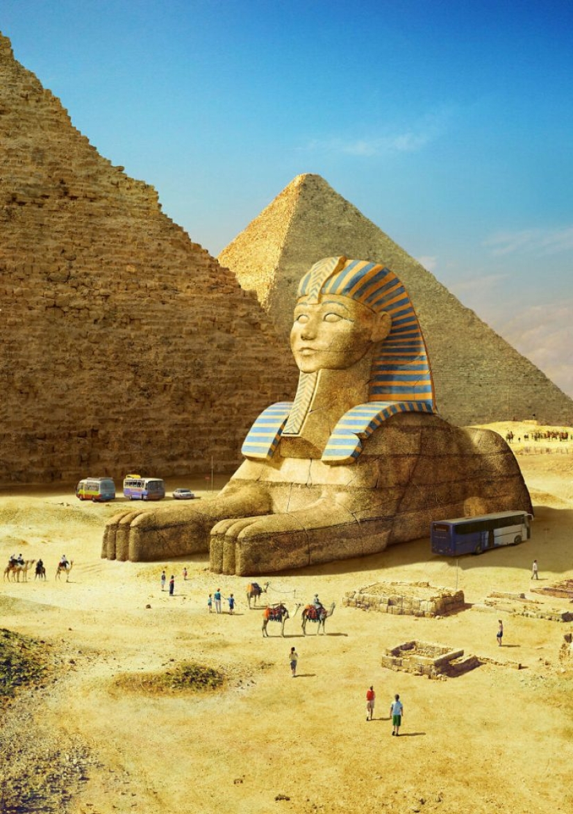The artist shows how these 10 famous historical and mythical monuments would look like today if they survived