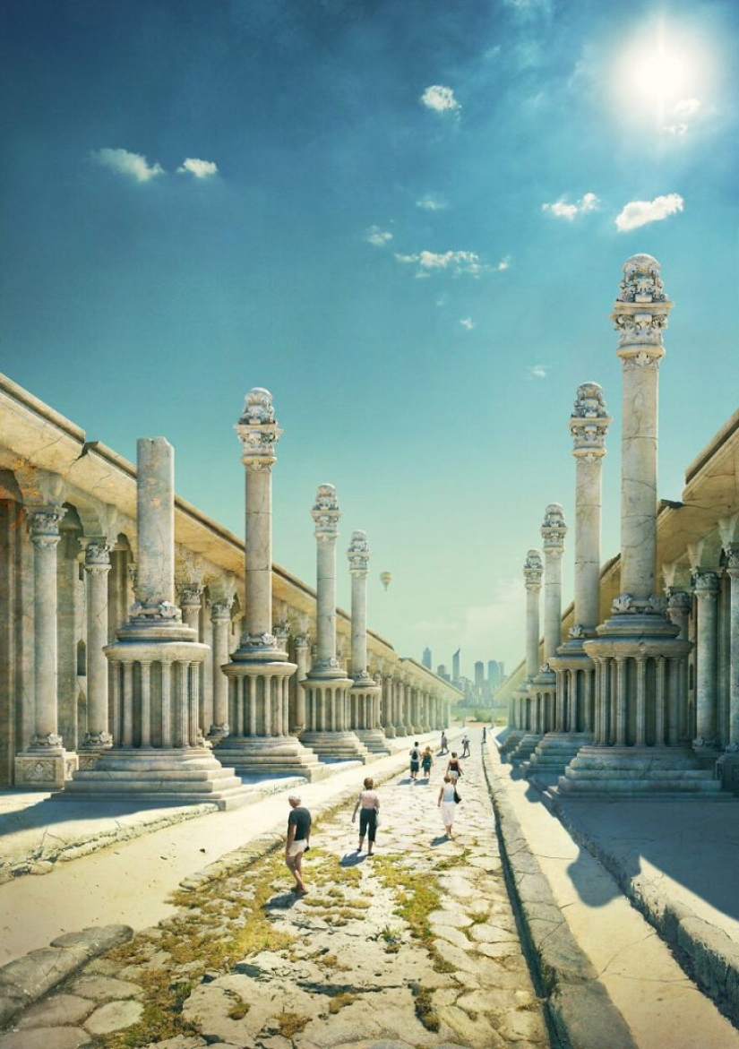 The artist shows how these 10 famous historical and mythical monuments would look like today if they survived