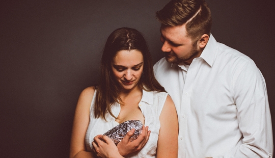 The burrito has replaced these people with a child The burrito has replaced these people with a child