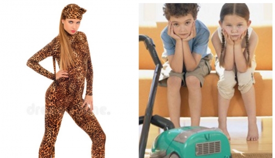 The mother turned into a leopard woman so that the children would stop making a mess at home The mother turned into a leopard woman so that the children would stop making a mess at home