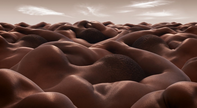 The photographer creates landscapes using only human bodies and the result looks great