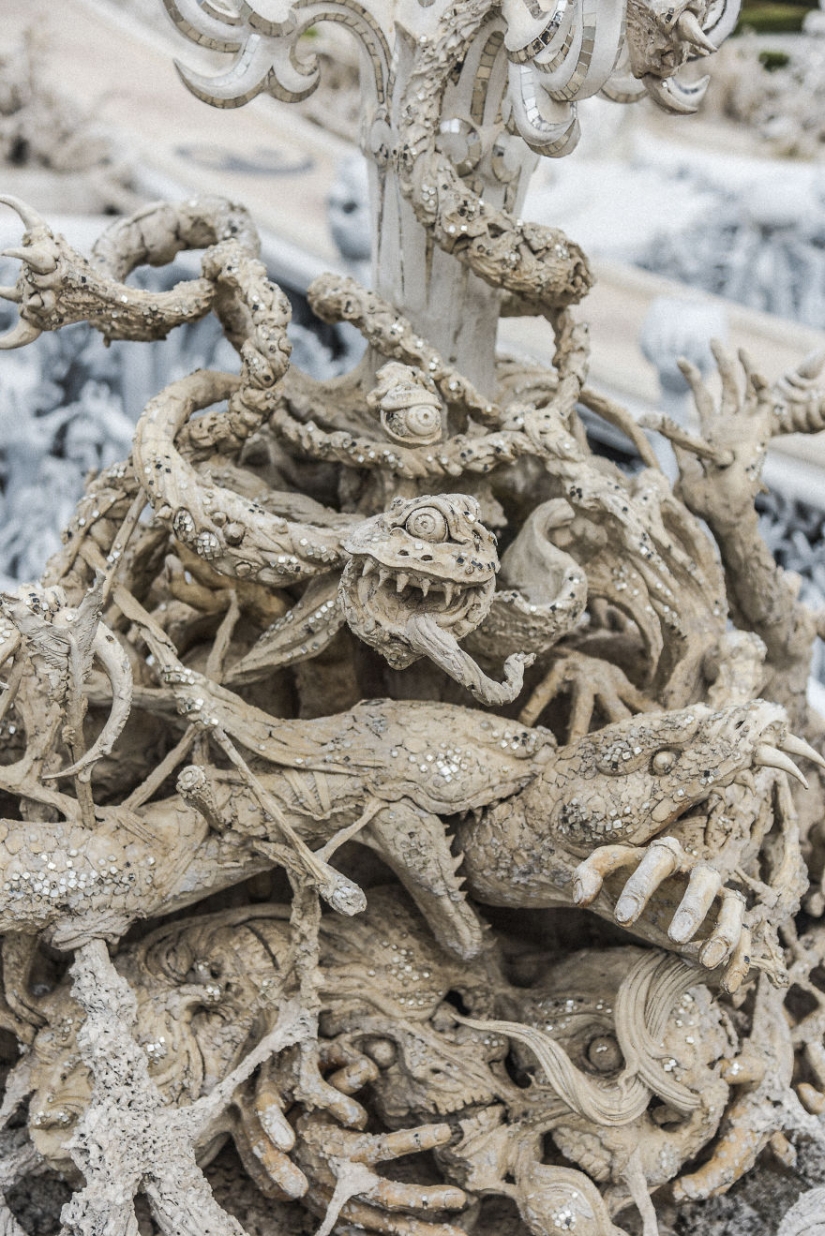 This white temple in Thailand is heaven and hell
