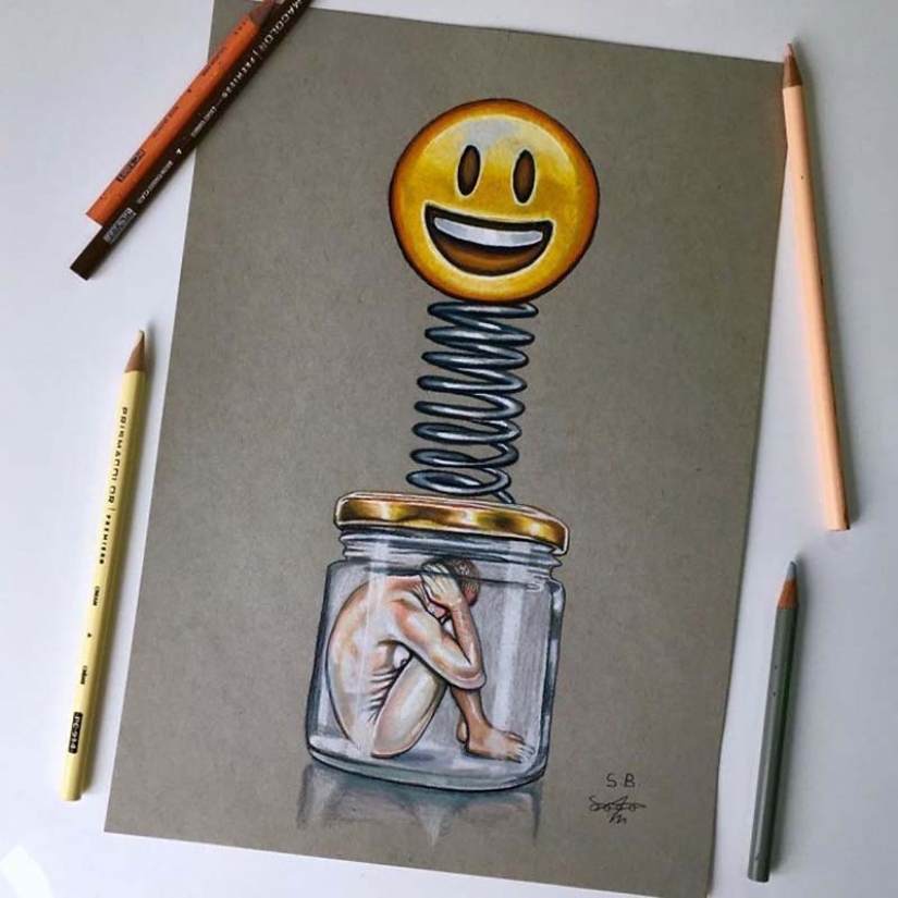 Tough but honest illustrations about how we are affected by social media