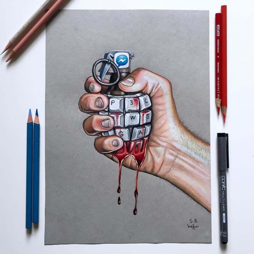 Tough but honest illustrations about how we are affected by social media