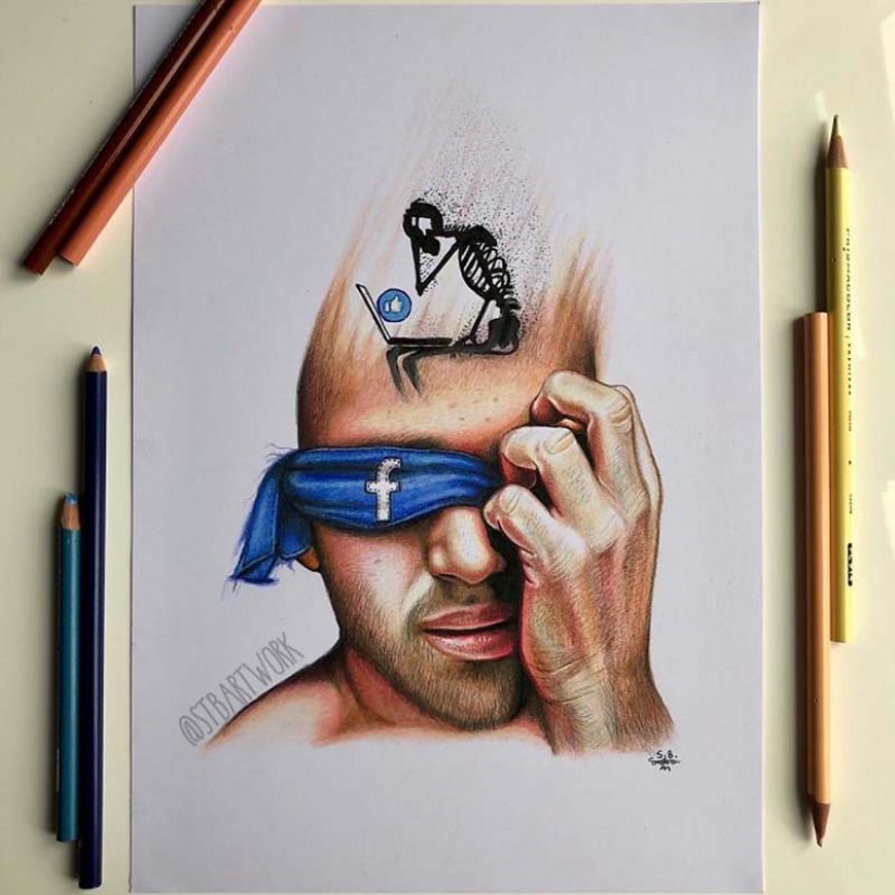 Tough but honest illustrations about how we are affected by social media