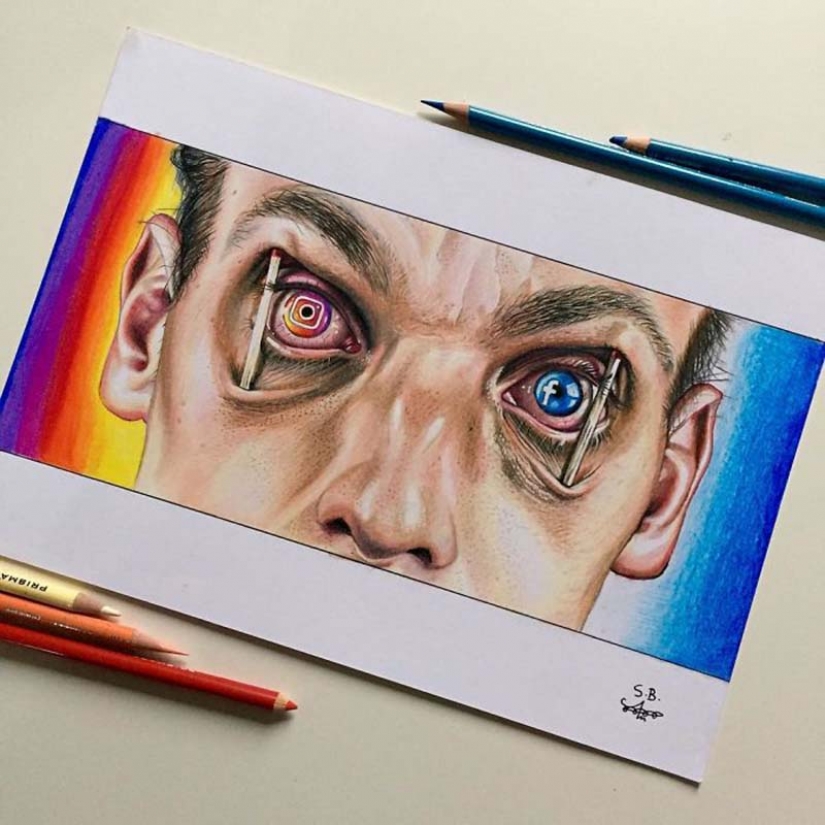 Tough but honest illustrations about how we are affected by social media