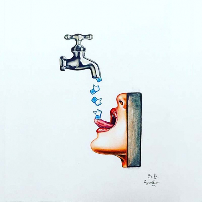 Tough but honest illustrations about how we are affected by social media
