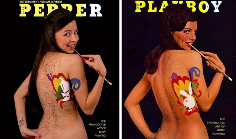Una mujer rusa recrea hot Playboy cubre justo en su cocina