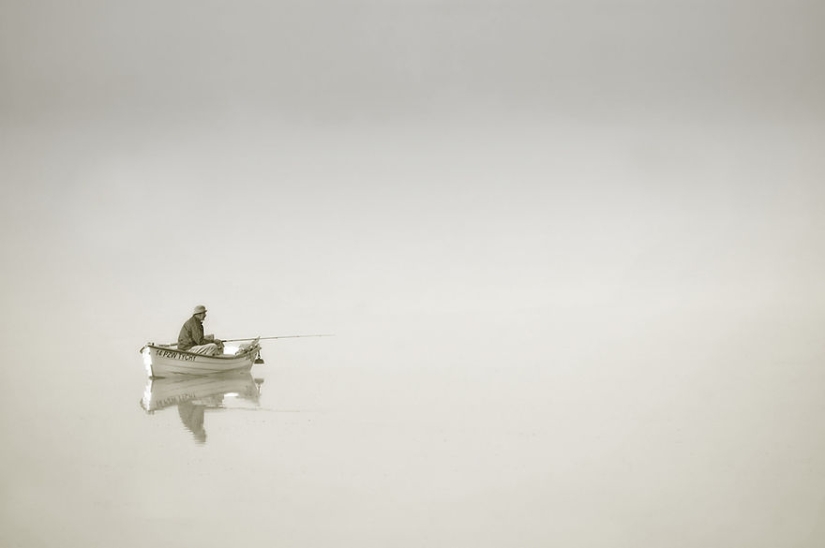Vida de niebla en el lago