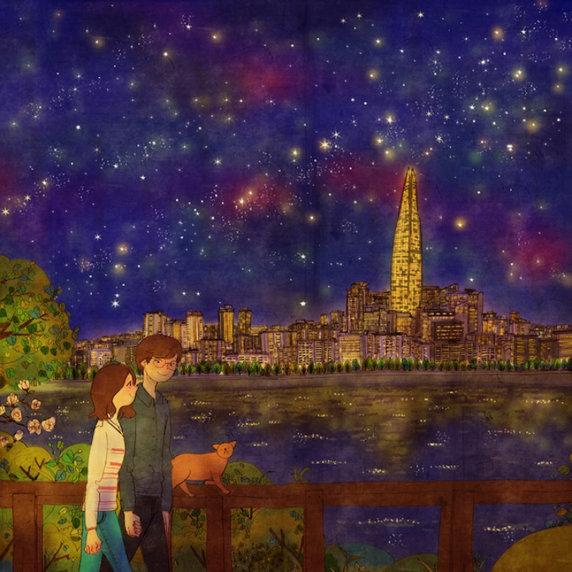Warm watercolor illustrations about love from a South Korean artist Warm watercolor illustrations about love from a South Korean artist