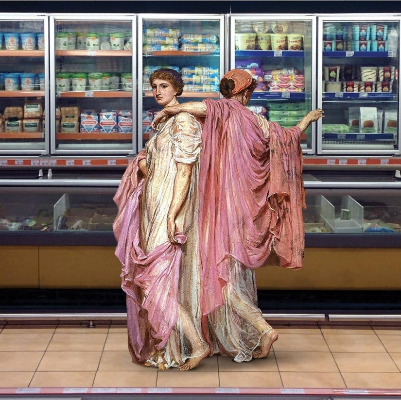 With paintings of classical paintings in modern life With paintings of classical paintings in modern life