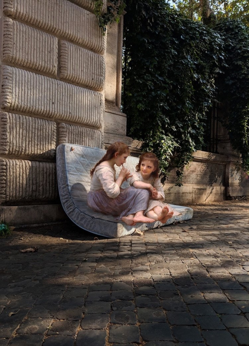 With paintings of classical paintings in modern life With paintings of classical paintings in modern life