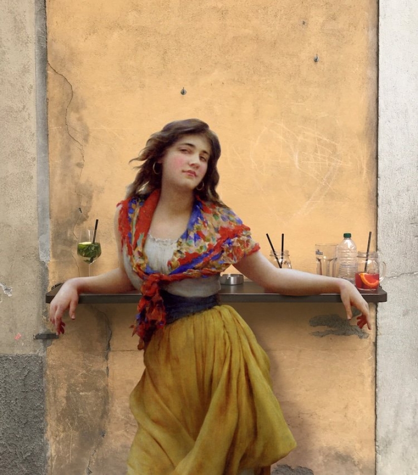 With paintings of classical paintings in modern life With paintings of classical paintings in modern life