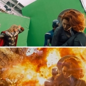 14 video frames with and without special effects