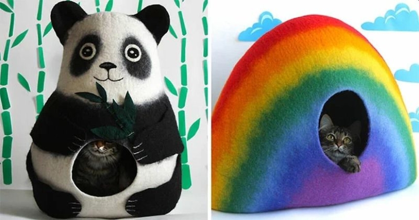16 divertidas casas de gatos de fieltro de los maestros ucranianos Meow Felt
