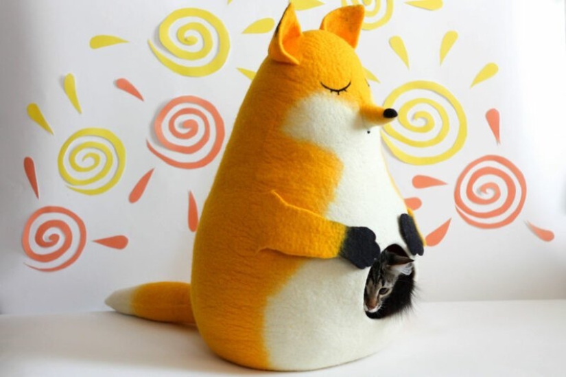 16 divertidas casas de gatos de fieltro de los maestros ucranianos Meow Felt