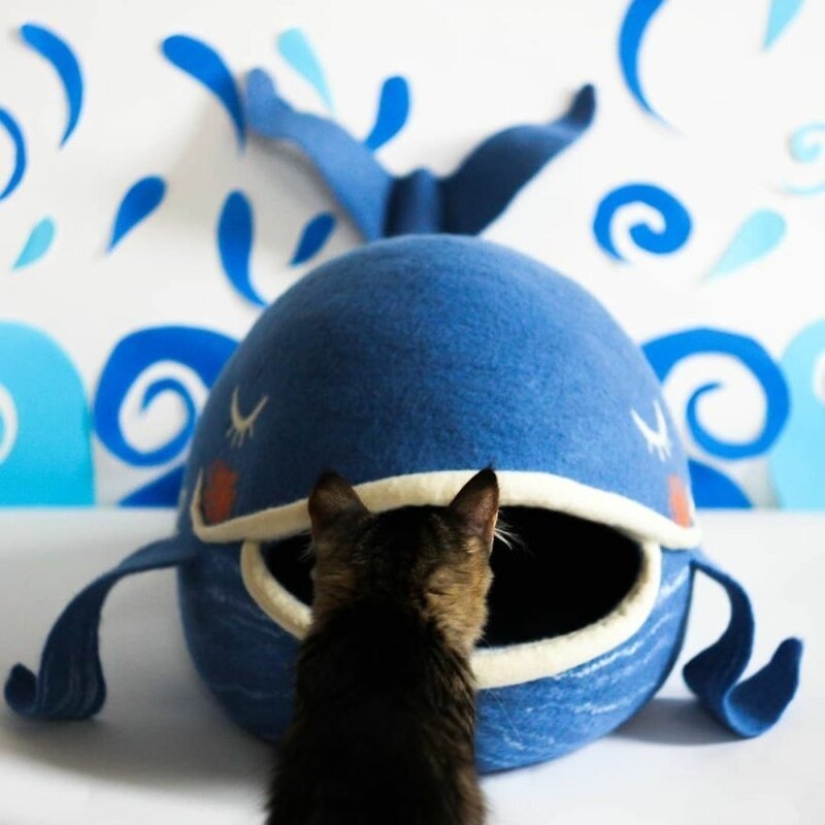 16 divertidas casas de gatos de fieltro de los maestros ucranianos Meow Felt