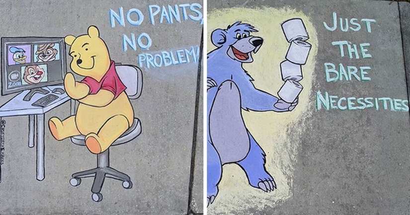 25 funny and relevant chalk drawings on asphalt