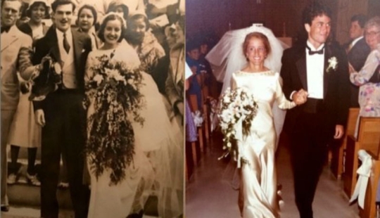 85 años y todavía en forma: 4 generaciones de mujeres de la familia se casan con un vestido 85 años y todavía en forma: 4 generaciones de mujeres de la familia se casan con un vestido