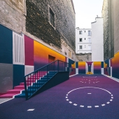 A basketball court that seems virtual