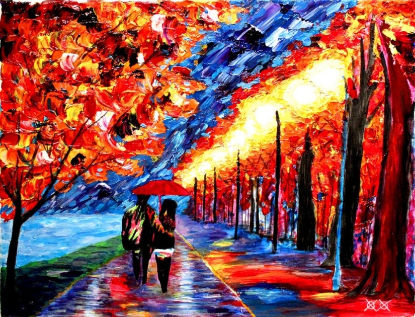 A blind artist creates colorful canvases by touch. Delight!