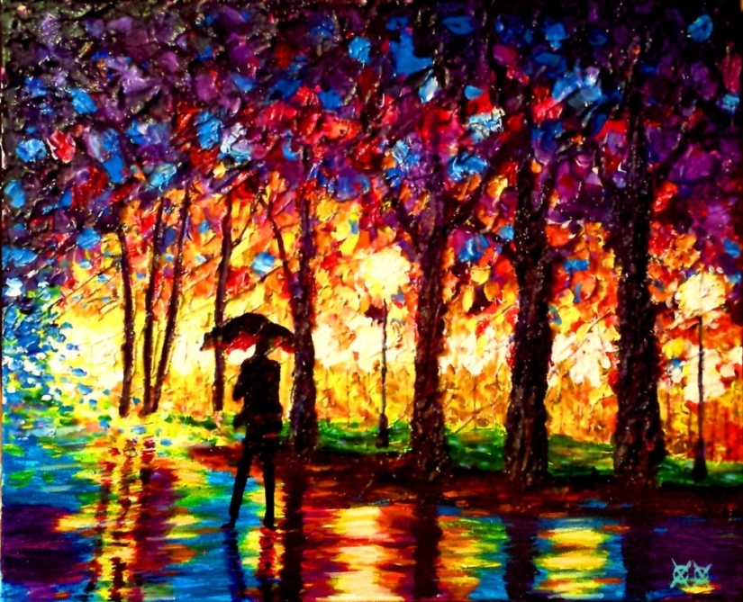 A blind artist creates colorful canvases by touch. Delight!