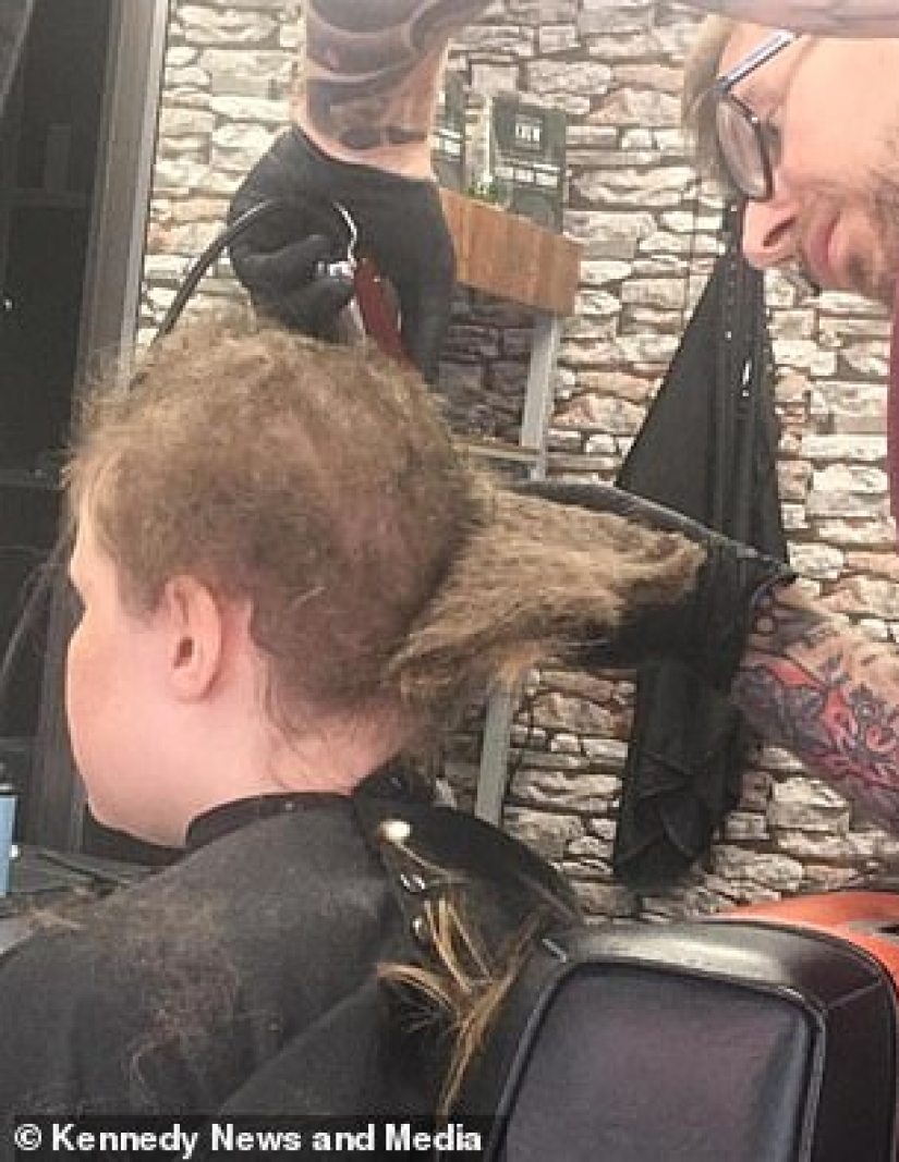 A British hairdresser managed to cut a potato boy. It wasn't easy
