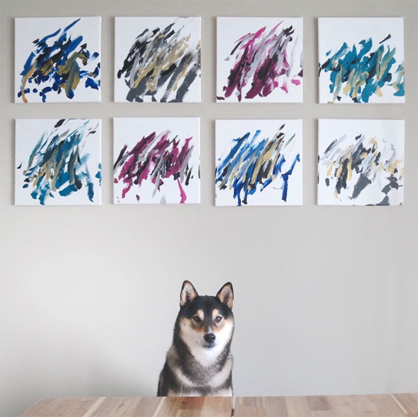 A dog of the Shiba Inu breed draws pictures and earns thousands of dollars on it