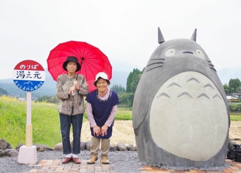 A grandfather and grandmother from Japan built a stop in the form of Totoro for their granddaughter