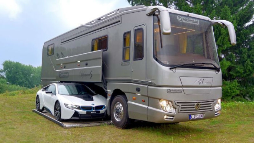 A mobile home with a built-in garage for almost 100 million rubles