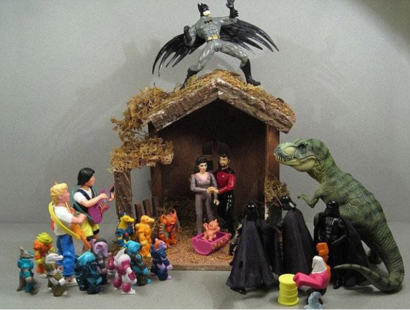 A nativity scene with sausages: a traditional scene in an unconventional performance