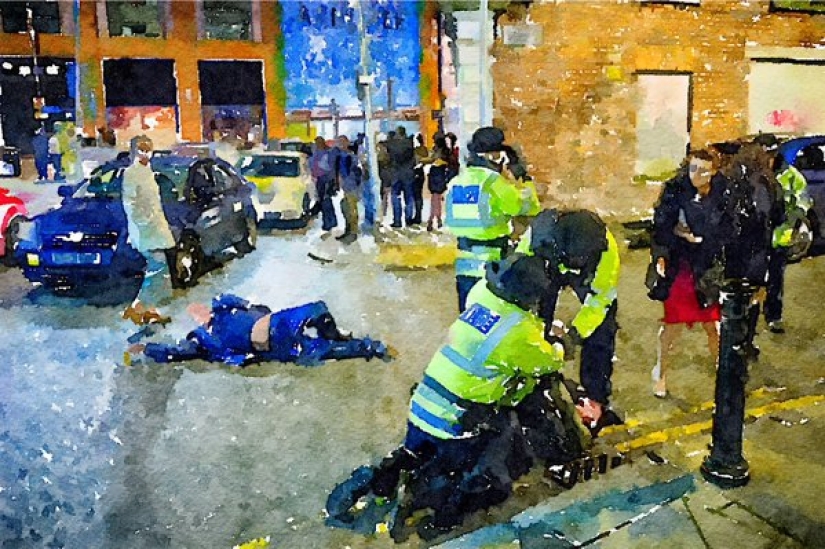 A New Year's picture of a drunk Briton turned into a real "art meme"