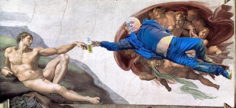 A New Year's picture of a drunk Briton turned into a real "art meme"