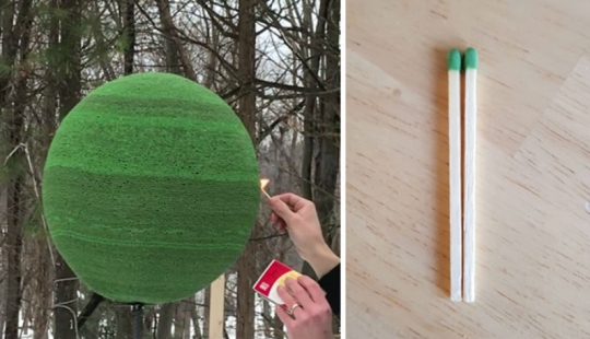 A Reddit user spent a year gluing together a sphere of 42 thousand matches to burn it later