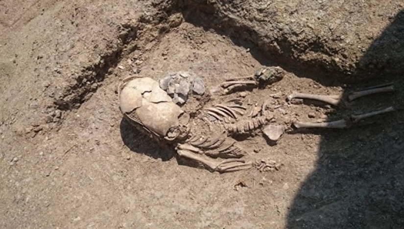 A skeleton of a baby of the II century with an elongated skull was found in Crimea A skeleton of a baby of the II century with an elongated skull was found in Crimea
