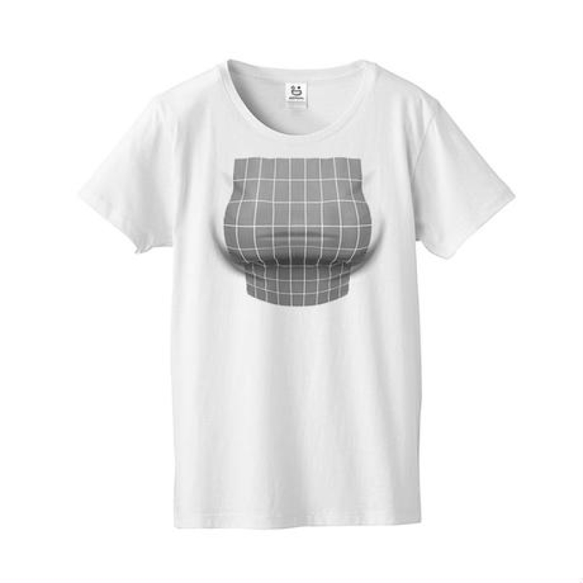 A T-shirt with an optical illusion creates breasts out of nothing