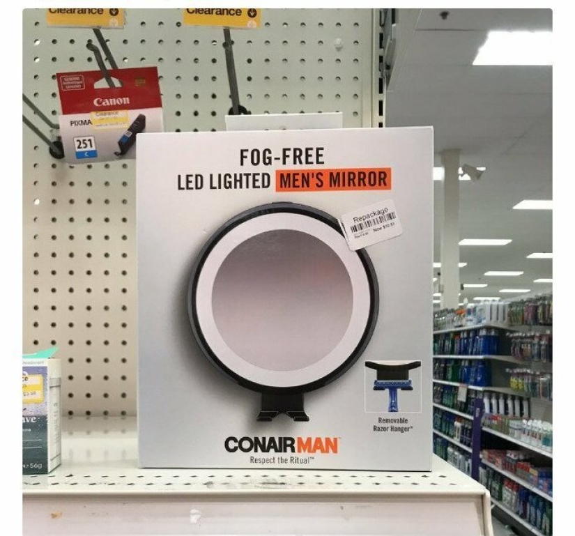 Absurd women's and men's products on the shelves Absurd women's and men's products on the shelves