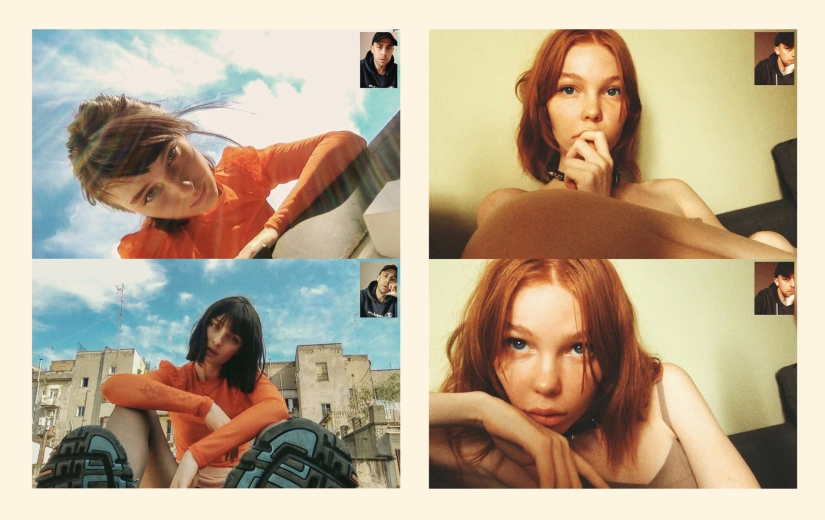 Alessio Albi's remote photoshoot on webcam during quarantine