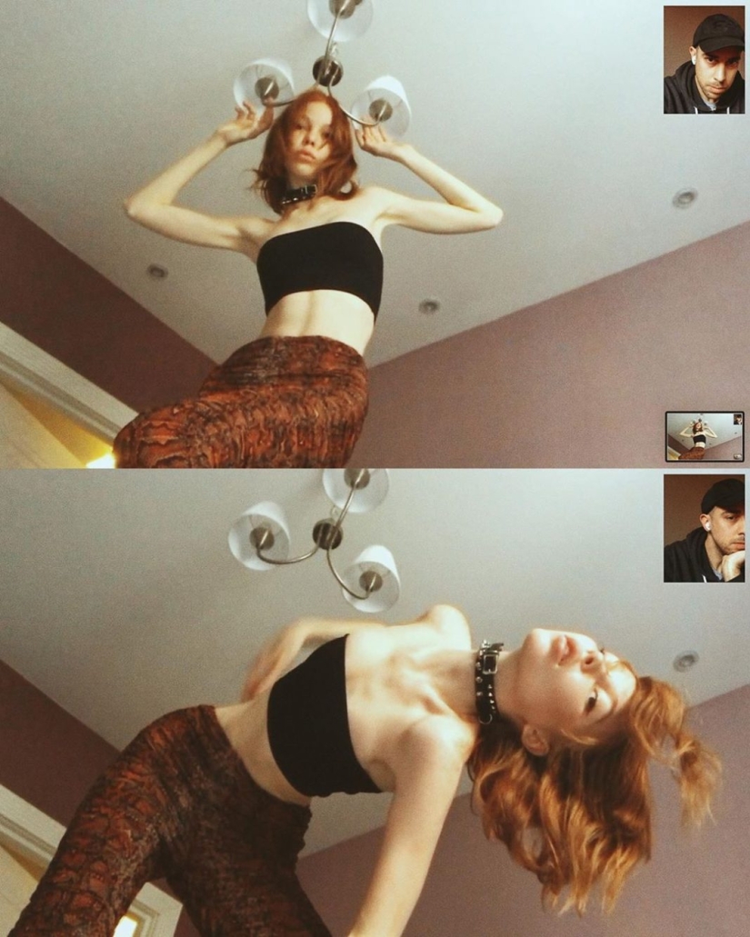 Alessio Albi's remote photoshoot on webcam during quarantine